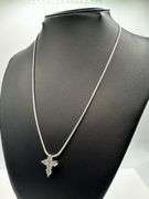 Sparkling 14 Kt White Ice Blue Gold Plated Moissanite Cross Pendant