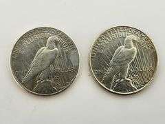 1926-S & 1934 Silver Peace Dollars Polished/Cleaned