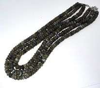 Natural Large 1078 Ctw Blue Flash Labradorite 3 Strand Necklace