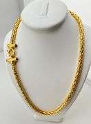 Italian 14KT Yellow Gold 5MM Franco Chain necklace With Black Onyx Springring Clasp