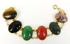 Large Vintage Scarab Gemstone Bracelet