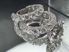 14K White Gold Round Wedding Band and Engagement Ring Set of 12.70