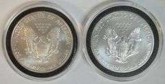 Superb Gem BU 2004 & 2013 $1 Silver Eagle coins