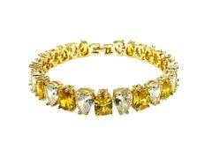 18 Kt Yellow Gold Plated Huge 32.5 Ctw Simulated Yellow Sapphire Tennis Bracelet