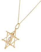 0.30ctw European Diamond Star of David Two Tone Pendant Necklace in 14K