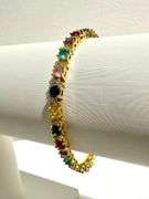Beautiful Gold Plated Mixed Color Simulated Sapphire Tennis Bracelet