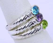 3 Sterling Gemstone Stacking Rings