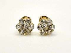 Dazzling Yellow Gold Plate Sparkling  Flower Earrings