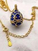 Elegant Egg Pendant Necklace & Bracelet Set – Sapphire Accent, 18K Gold Vermeil, “Something Blue” We