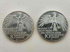 (2) 1972-G German Federal Republic Silver 10 Mark