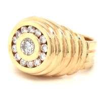 14kt Yellow gold 0.65ctw bezel set diamond halo Signet ring