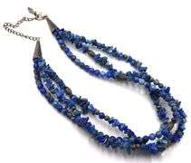 3 Row Lapis beaded necklace in sterling silver