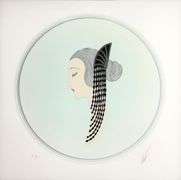 Erte "Chignon" Estate Serigraph with Foil Stamping Framed