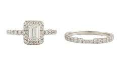 Neil Lane 2.50ctw Emerald and Round Cut Diamond Frame Bridal Set in 14K