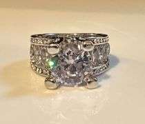 Sparkling White Gold Plate 4.5 Ct CZ Ring