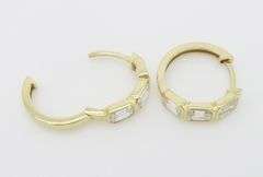 Chic Bezel Set Emerald Cut Diamond Hoops in 14k