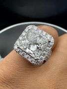 14K White Gold Princess Cut Lab Diamond Ring of 8.65ct