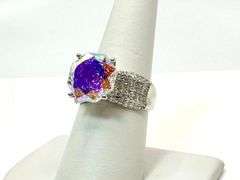 Stunning 14 kt. White Gold Plate 5 Ct Rose Cut Azotic Topaz Ring