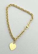 14KT Yellow Gold Rolo Link Engraved Love Always 50Th Heart Charm Bracelet