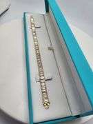 Amazing 14KT Yellow Gold Emerald Cut Lab Diamond Tennis Bracelet, 13 CTTW