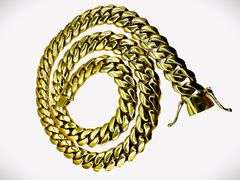 Huge 201.5 Grams 14 Kt Yellow Gold Plate Cuban Curb Link Chain Necklace