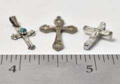 Three Cross Pendants in Sterling Silver