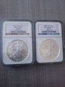Two 2006 MS69-2008 MS70 American One dollar silver Eagle