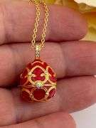 Ruby-Inspired Egg Pendant & Bracelet Set – 18K Gold Vermeil Jewelry for Special Occasions