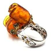 925 Sterling silver amber flower style ring, bangle and bracelet
