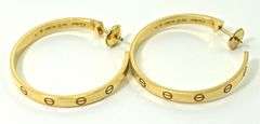 Cartier "Love" 18K Yellow Gold Large J Hoop Earrings