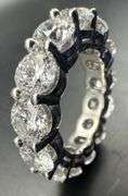 14K White Gold Round Brilliant Cut Lab Diamond Wedding Band of 8.10ct