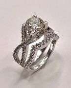 14 Kt White Gold Plate 2 Band Stackable 2.65 Ct Lab Simulated Diamond Ring Set