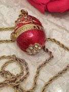 Ruby Red Imperial Egg-Inspired Pendant & Bracelet Set – Handcrafted with 114 Austrian Crystals