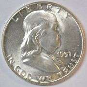 Choice to Gem BU 1951 Franklin Half Dollar with Full Bell Lines (FBL)