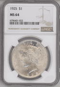 1925 Peace Silver Dollar NGC MS64 Near Gem BU | Brilliant Luster
