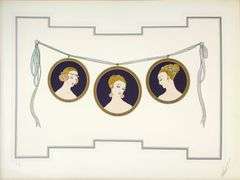 Erte "Cameos" Estate Serigraph with Foil Stamping Framed