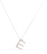 14kt White gold diamond Initial E pendant on chain