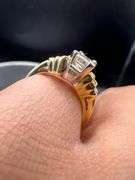14K Two-tone Gold Emerald Cut Diamond Ring of 1.3ct