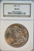 Superb Gem BU 1886 Morgan Silver Dollar. NGC MS65