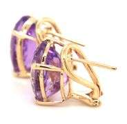 14kt Yellow gold oval amethyst omega back earrings