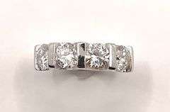 14 K White Gold Plate Stunning 4 Stone White Fire Moissanite Ring