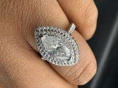 14K White Gold Marquise Cut Diamond Cut