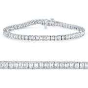 Unbelievable 14KT White Gold Emerald Cut Lab Diamond Tennis Bracelet, 12 CTTW