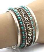 925 Sterling Silver Carolyn Pollack Multi strand Turquoise Cuff