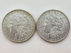 (2) 1902-O Morgan Silver Dollars