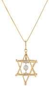 0.30ctw European Diamond Star of David Two Tone Pendant Necklace in 14K