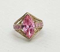 925 Sterling Silver Marquise Pink Ameythyst Ring
