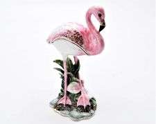 Standing Flamingo Trinket Box. Hand Crafted with Enamel