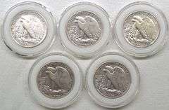 1941-D, 1942, 1943, 1944-S, 1945 Set of 5 Walking Liberty Half Dollars – Original Box & COA