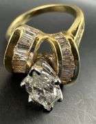 14K Yellow Gold Marquise Cut Diamond Ring of 3.85